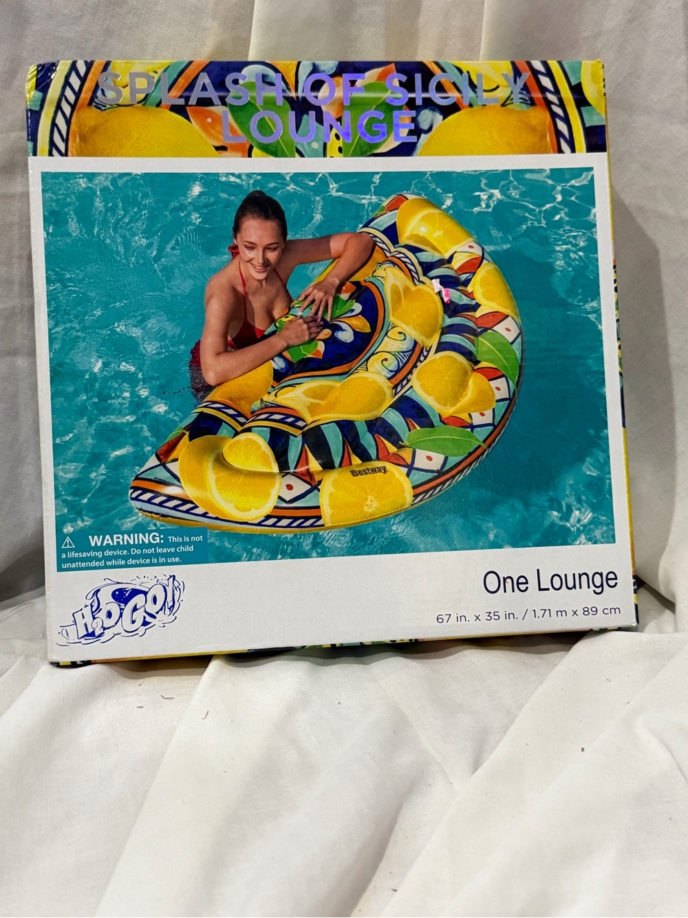 Bright Lemon Pattern Inflatable Pool Lounge